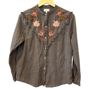 Lucky Brand embroidered snap‎ front western shirt